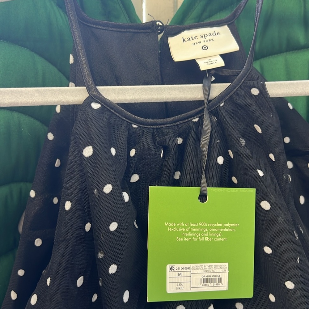 NWT Kate Spade X Target collab black and white mesh polka dot mini dress. Size M - Picture 5 of 7